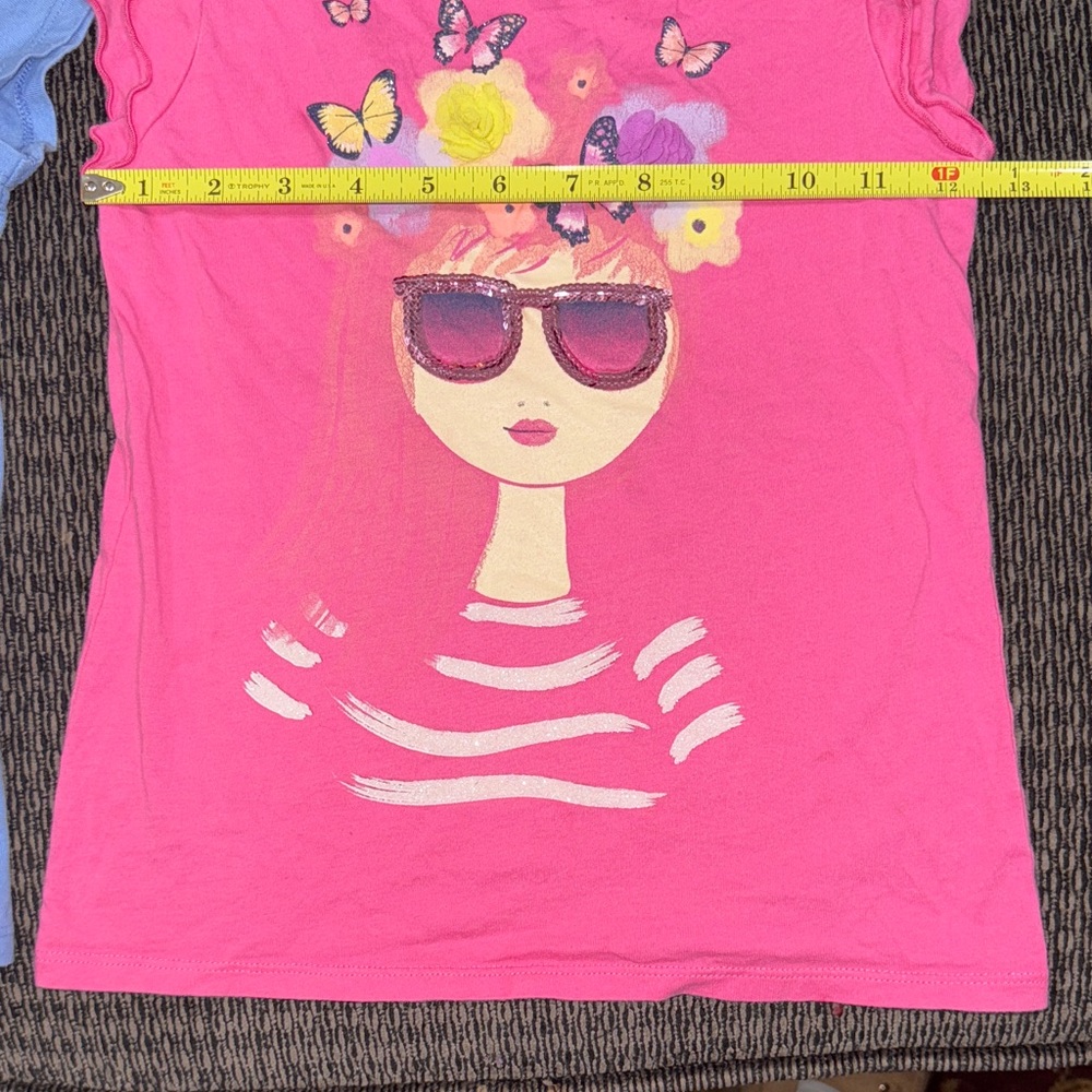 2 Shirts! Cat & Jack Blue shirt 6x size and Sonoma Pink Graphic Tee 7. - Picture 9 of 11